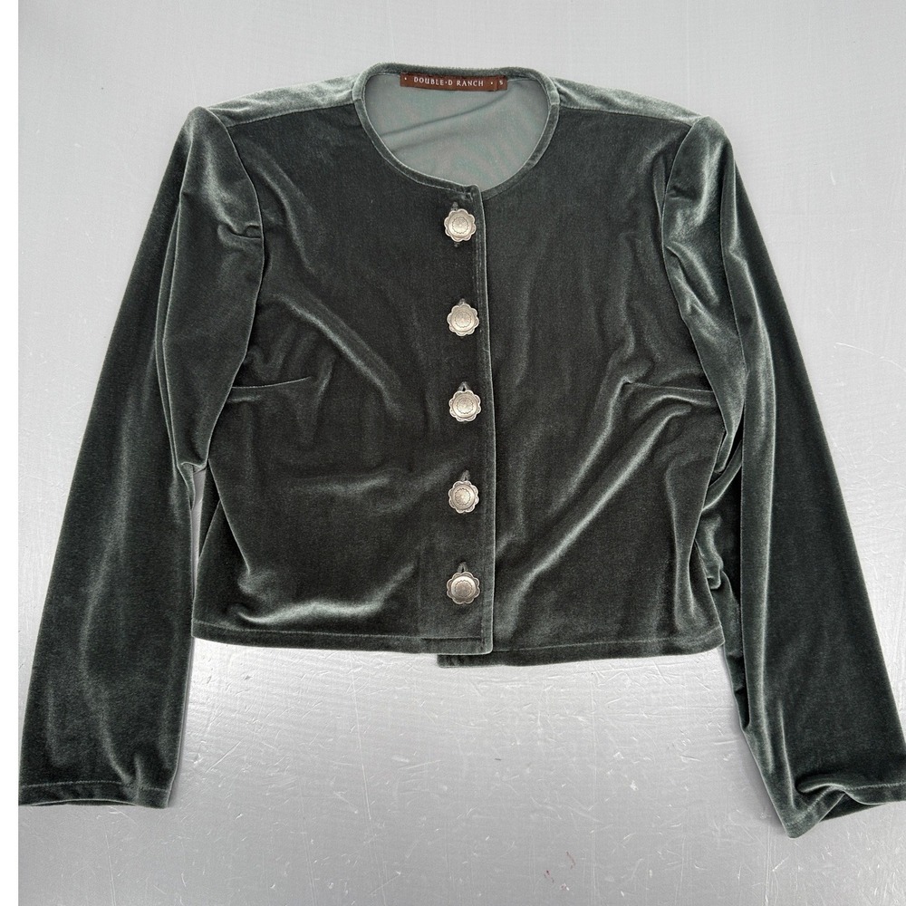 Double D Ranchwear Sage Green Velvet Skirt Set=3 Concho Buttons Western USA Made - Picture 9 of 16